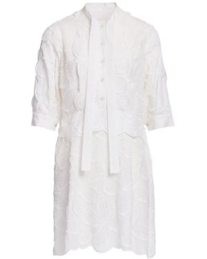 Elie Saab Robe Courte À Broderie Anglaise - White