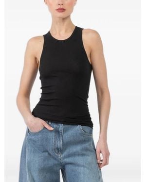 Tibi Ribbed Racerback Top - Black