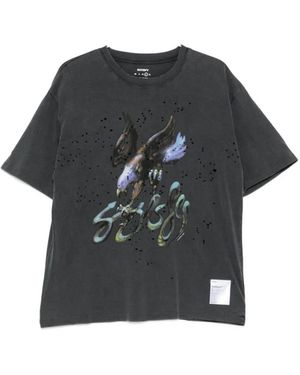 Satisfy Graphic-Print Distressed T-Shirt - Black