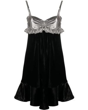 Rabanne Two-Tone Velvet Minidress - Black