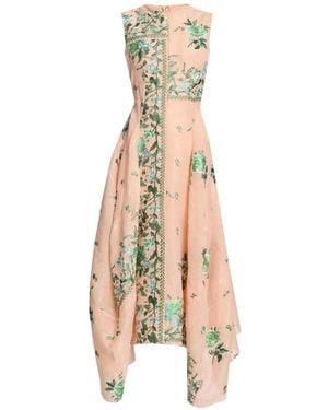Erdem Robe Mi-Longue À Fleurs Brodées Et Bas Déstructuré - Metallic