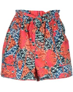Ulla Johnson Edlyn High-Waist Mini Shorts - Red