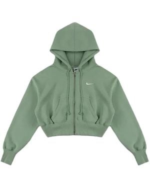 Nike Phoenix Fleece Cropped Zip-Up Cotton Hoodie - Green