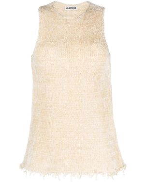 Jil Sander Frayed Knitted Top - Natural