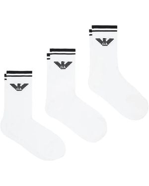 Emporio Armani Asv Eagle Logo Socks (Pack Of Three) - White