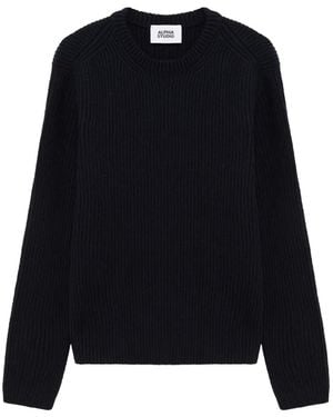 Alpha Studio Ribbed-Knit Crew-Neck Sweater - Blue