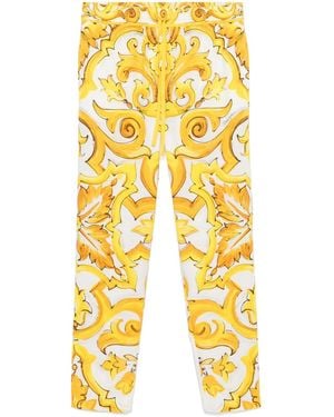 Dolce & Gabbana マジョリカプリント パンツ - イエロー