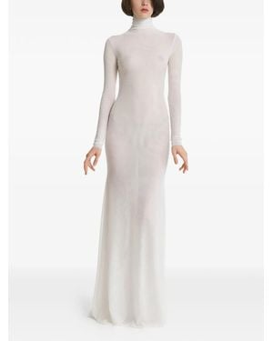 2310 STUDIO Mesh High-Neck Maxi Dress - White