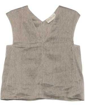 Cortana Aria Striped V-Neck Top - Grey