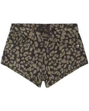 Alanui Short En Jean Seattle Jungle À Imprimé Léopard - Multicolour