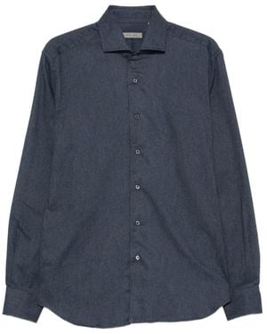 Corneliani Camisa Con Cuello Italiano - Azul