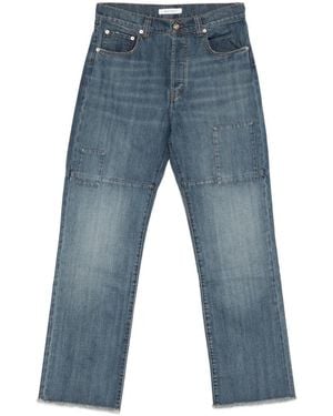 Wales Bonner Patched Slub Wide-Leg Jeans - Blue