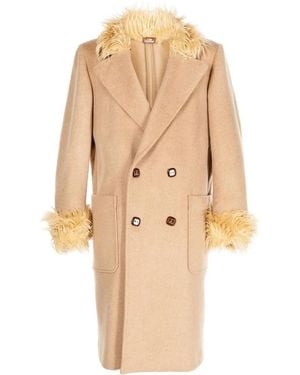 Late Checkout Wool Double-Breasted Coat - Natural
