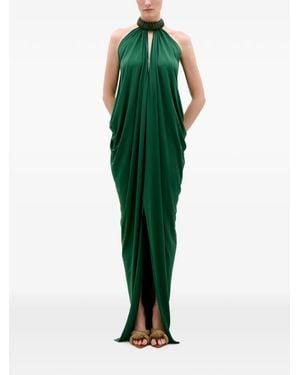 Silvia Tcherassi Niagara Draped Halterneck Maxi Dress - Green