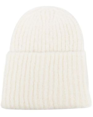 MSGM Grob Gerippte Beanie - Weiß