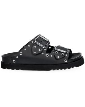 Scholl Beatriz Ring Eyelet-Embellished Studded Slides - Black