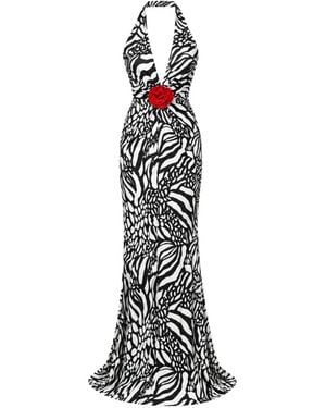 ROSERRY Animal-Print Open-Back Maxi Dress - White