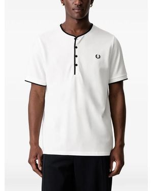 Fred Perry Logo-Embroidered Henley T-Shirt - White
