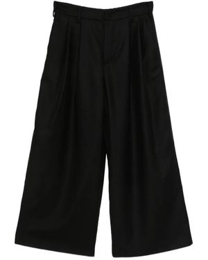 Susanne Bommer Pleated Wide-Leg Tailored Trousers - Black