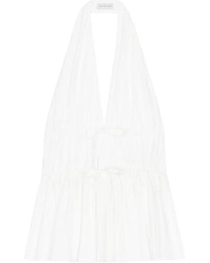 Dries Van Noten Gathered-Detail Halter Top - White