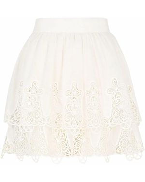 Dolce & Gabbana Embroidered Cotton Miniskirt - White