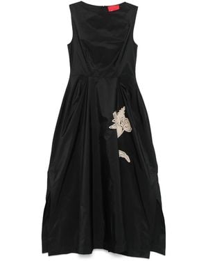 Co.Go Floral-Embroidery Midi Dress - Black