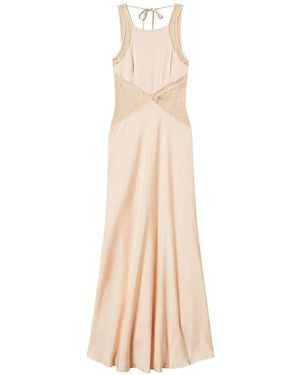 Twinset Long Lace-Detail Dress - Natural