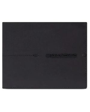 Piquadro Logo-Plaque Bi-Fold Wallet - Black