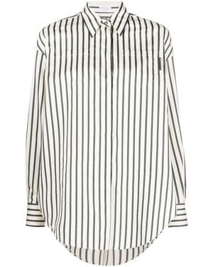 Brunello Cucinelli Monili-Bead Striped Blouse - White