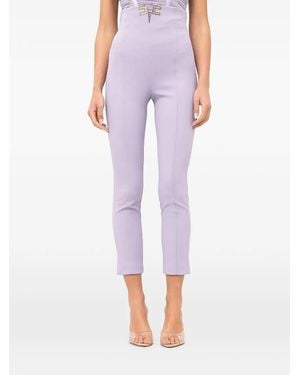 Elisabetta Franchi Pantalon Court À Plaque Logo - Purple