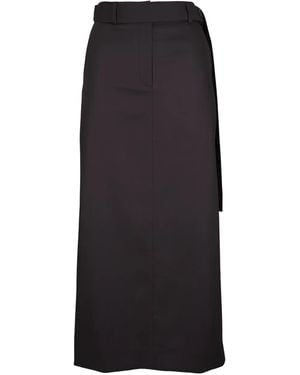 Twp Slit Belted Maxi Skirt - Black