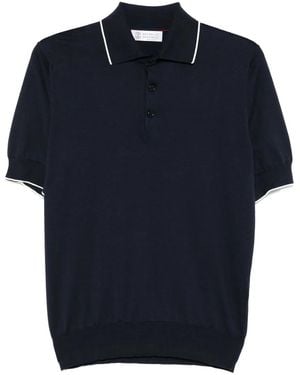 Brunello Cucinelli ニット ポロシャツ - ブルー