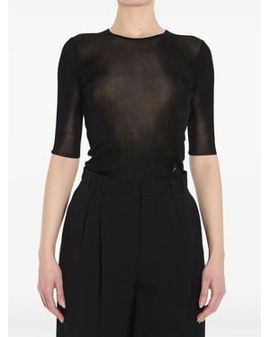 Saint Laurent Cropped Top With Cassandre - Black