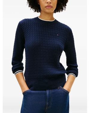 Tommy Hilfiger Co Cable Fine Ls Jumper - Blue