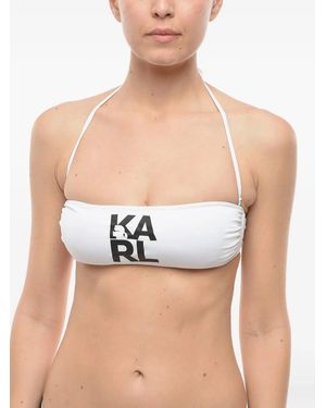KARL LAGERFELD Top De Bikini Con Logo Estampado - Azul