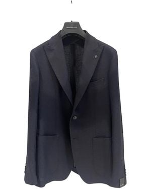 Tagliatore Textured-Finish Peak-Lapel Blazer - Blue