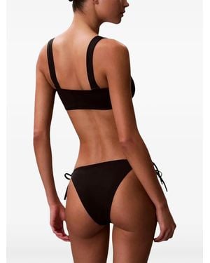 Calvin Klein Logo-Print Side-Tie Bikini Bottoms - Black
