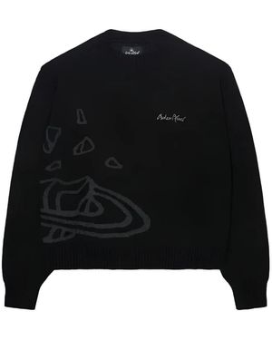 BROKEN PLANET Graphic Print Knit Jumper - Black