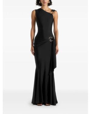 Manière De Voir Asymmetric Draped Maxi Dress - Black