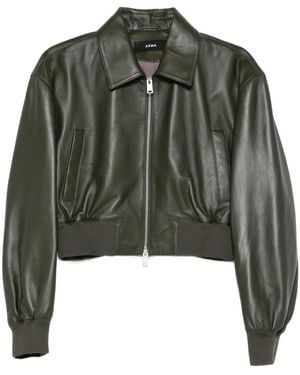 Arma Desy Leather Bomber Jacket - Green