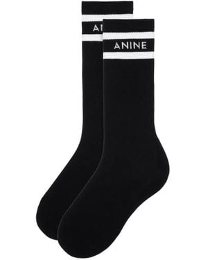 Anine Bing Chaussettes Sully Sporty À Rayures Noires Et Blanches - Black