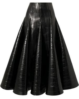 Valentino Garavani Crocodile-Effect A-Line Skirt - Black