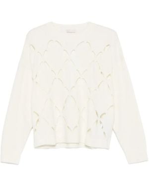 Liu Jo Laser-Cut Wool Jumper - White