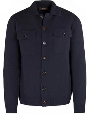 Moorer Cardigan Boutonné Allyn À Poches Plaquées - Blue