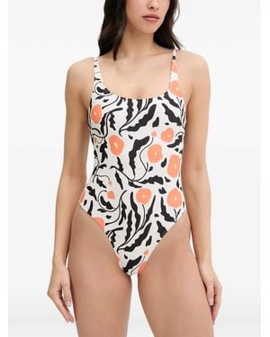 Hurley Floral-Print Swimsuit - Pink