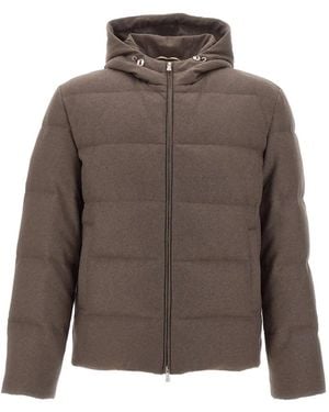 Eleventy Quilted Cashmere Down Jacket - Brown
