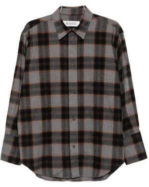 Rohe Check-Print Buttoned Shirt - Black