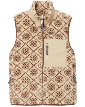 Tory Burch Monogram Fleece Jacket - Natural