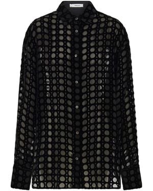 Ferragamo Chemise En Velours À Effet Usé - Noir
