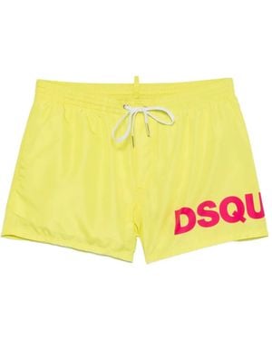 DSquared² Logo-Print Swim Shorts - Yellow